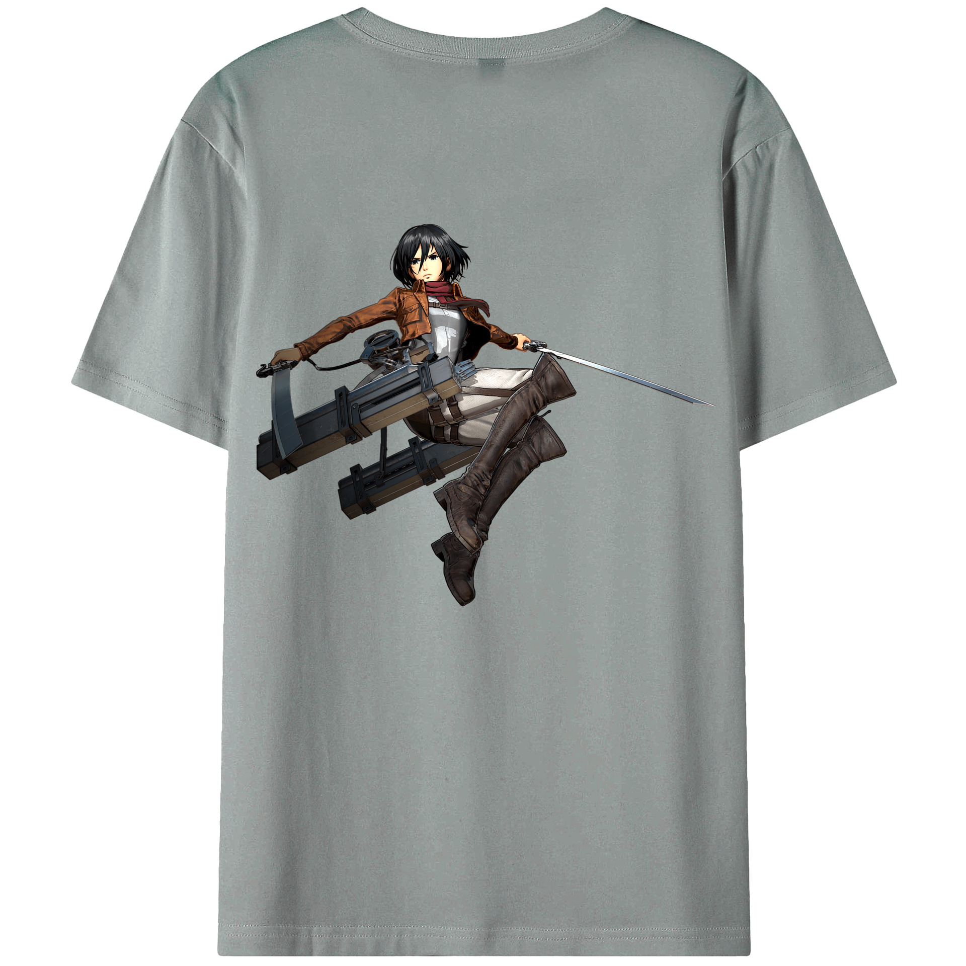 （画像用） 進撃の巨人 ミカサ·アッカーマン Attack on Titan Mikasa Ackerman 綿100％ メンズ半袖Tシャツ（バックプリント） 通気性